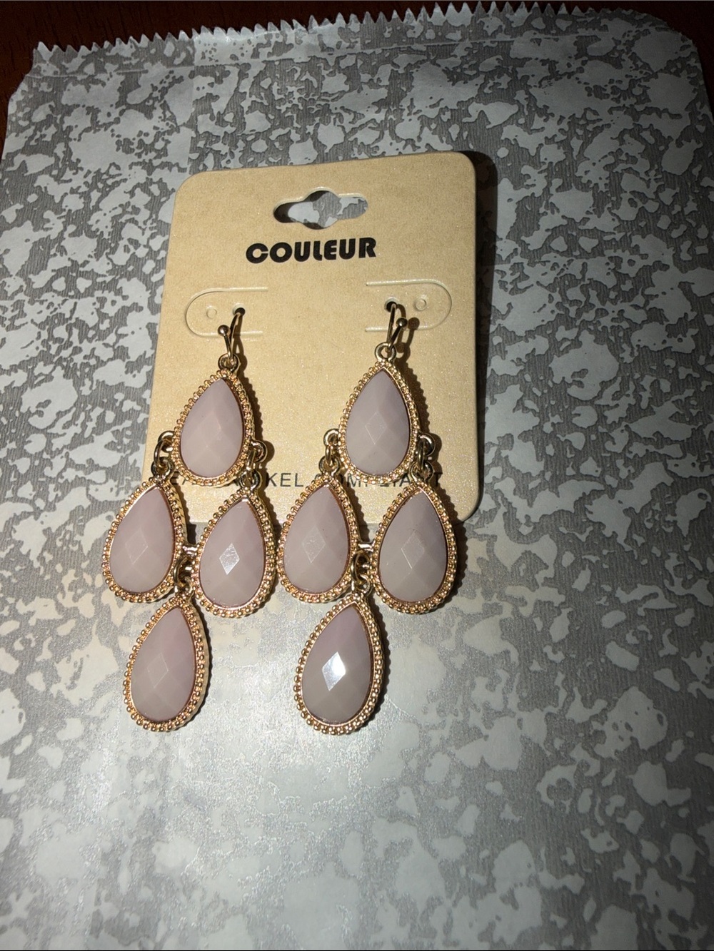 Couleur Pink Teardrop Dangle Earrings